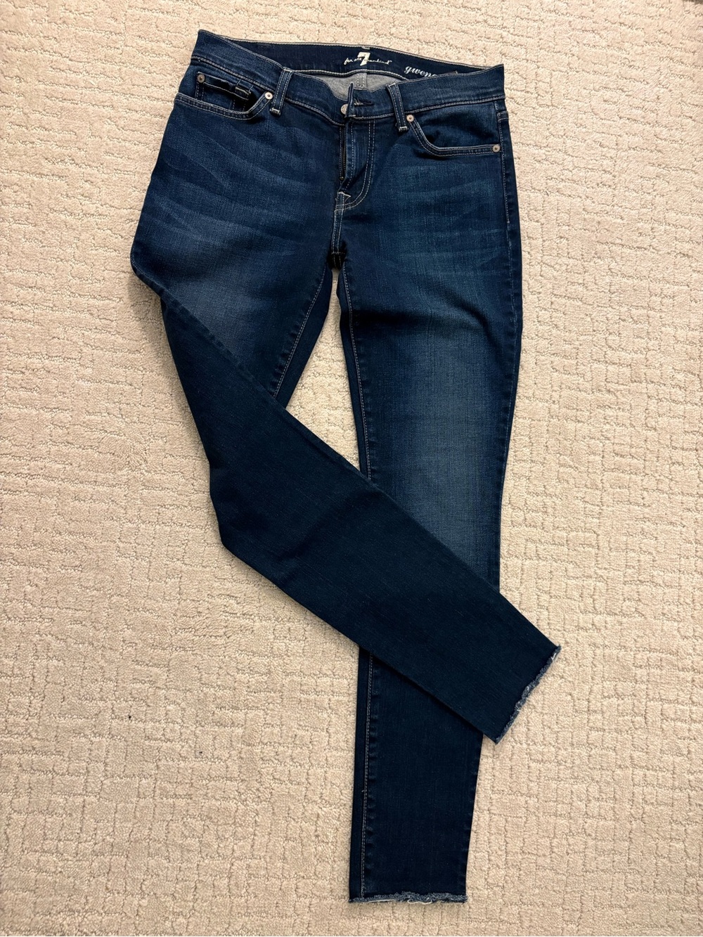 7 For All Mankind Dark Blue Denim Jeans - Picture 4 of 7